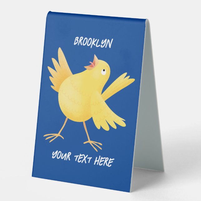 Cute singing yellow canary bird cartoon (Front)