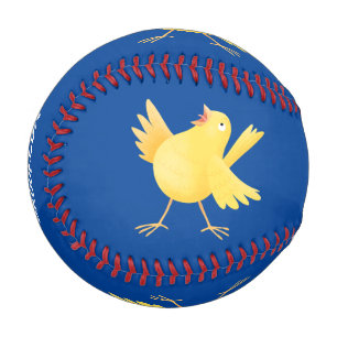 Cute singing yellow canary bird cartoon baseball