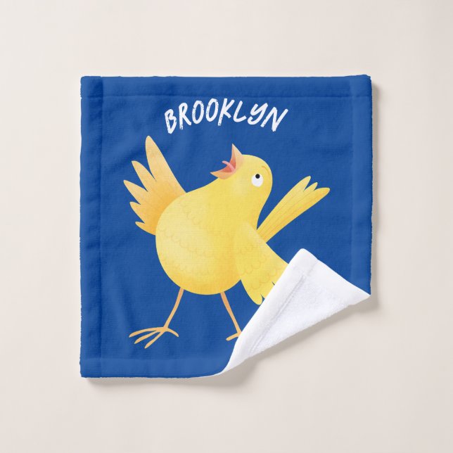 Cute singing yellow canary bird cartoon bath towel set (Wash Cloth)