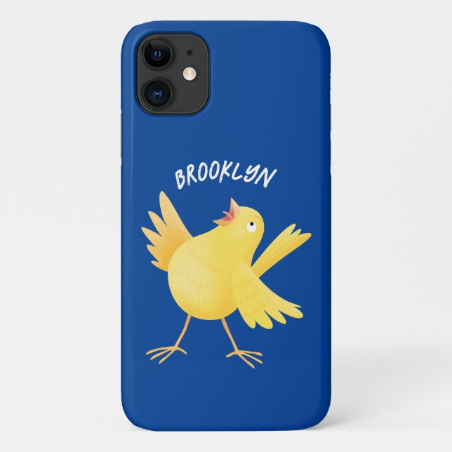 Cute singing yellow canary bird cartoon Case-Mate iPhone case (Back)