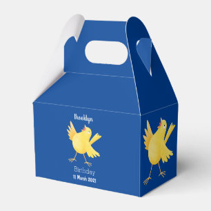 Cute singing yellow canary bird cartoon favour box