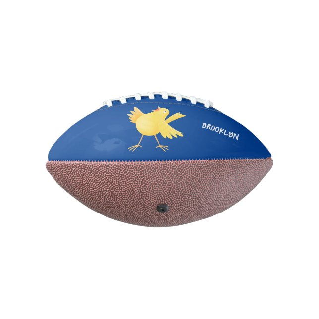 Cute singing yellow canary bird cartoon football (Rotated 270)