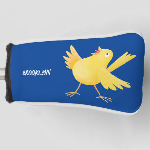 Cute singing yellow canary bird cartoon golf head cover