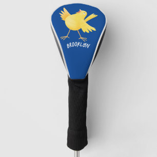 Cute singing yellow canary bird cartoon  golf head cover