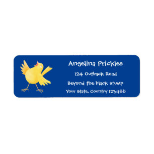 Cute singing yellow canary bird cartoon return address label