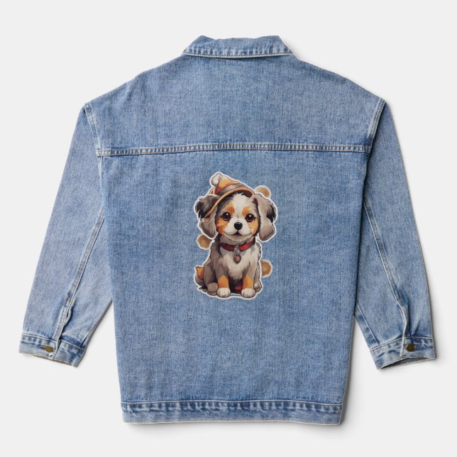 Cute single-dog Stickers   Denim Jacket (Back)