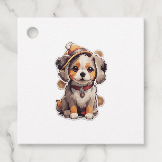 Cute single-dog Stickers   Favour Tags (Front)