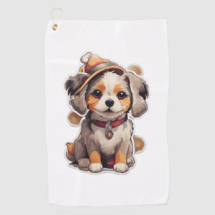 Cute single-dog Stickers   Golf Towel