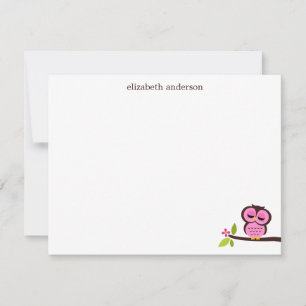Cute Single Owl Custom Thank You Notes
