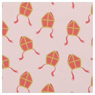 Cute Sinterklaas Mijters on light pink Fabric