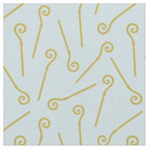 Cute Sinterklaas Staf on light blue background Fabric