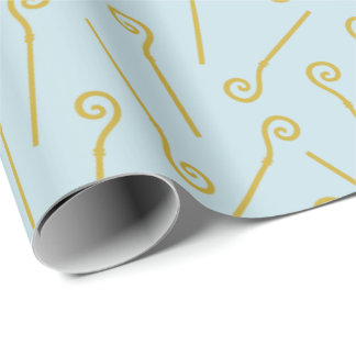 Cute Sinterklaas Staf on light blue Wrapping Paper