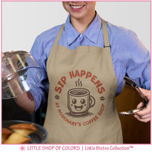Cute Sip Happens Coffee Theme Apron
