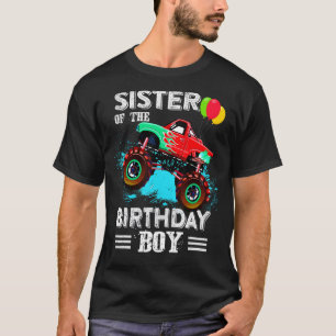 Cute Sister Of A Monster Truck Birthday Boy Party T-Shirt