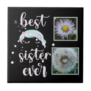 Cute Sister Photo Template Ceramic Tile