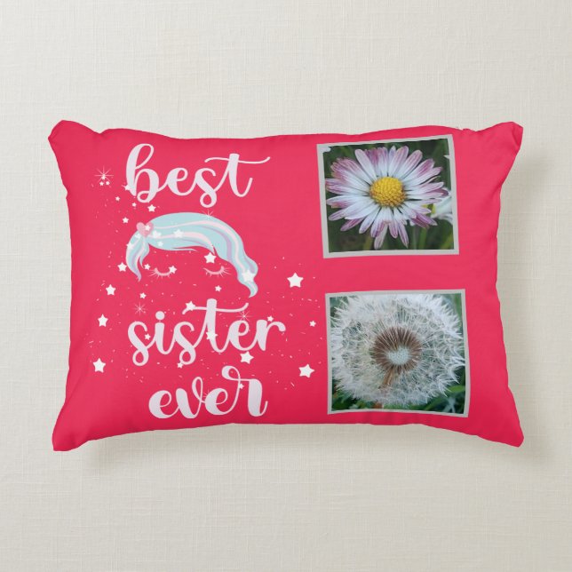 Cute Sister Photo Template Decorative Cushion (Front)