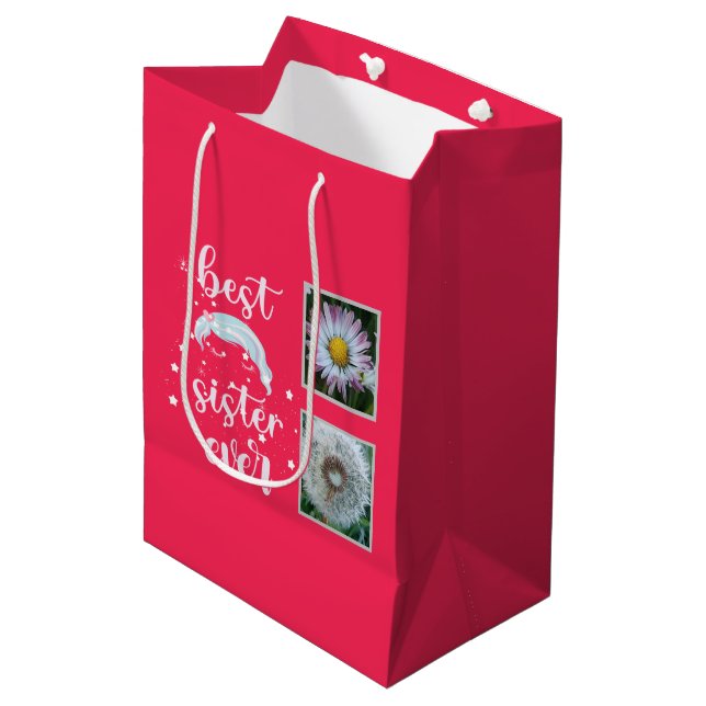 Cute Sister Photo Template Medium Gift Bag (Front Angled)