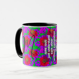 Cute Sister Quote & Floral Monogram Special Gift Mug