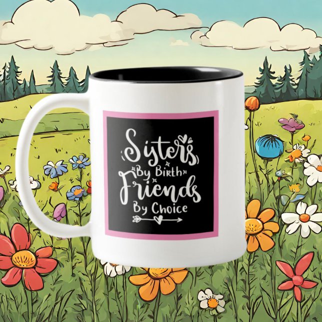 Cute Sisters best Friends add names  Two-Tone Coffee Mug (Creator Uploaded)