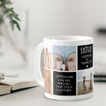 Cute Sisters Photo Collage & Quote Block Modern Coffee Mug<br><div class="desc">Let your sister know how much she means to you with this cute sisters mug. Featuring a photo collage of 7 square photos, which can easily be uploaded from your phone or computer, and 3 teal cubes with a custom sweet quote, your names and the text 'Sisters are the best'....</div>