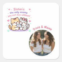 Cute Sisters Simple Modern Quotes Photo Name