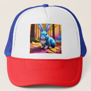 Cute Sitting Blue Bunny Portrait Trucker Hat
