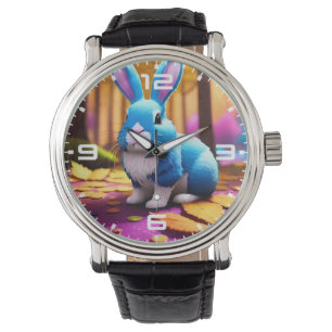 Cute Sitting Blue Bunny Portrait  Watch