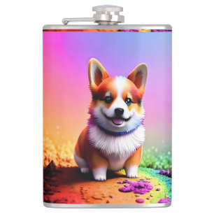 Cute Sitting Corgi Dog-336633 Hip Flask