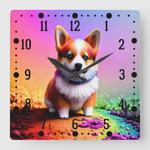 Cute Sitting Corgi Dog-336633 Square Wall Clock