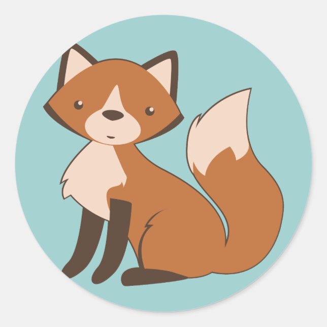 Cute Sitting Fox Classic Round Sticker (Front)