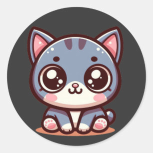 cute sitting kitten  classic round sticker