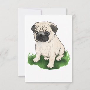 Cute Sitting Pug Thank You Card