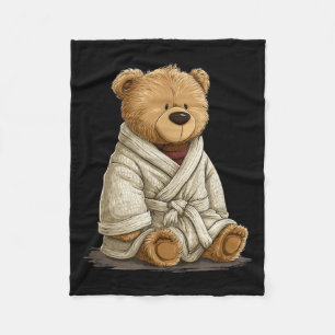 Cute Sitting Teddy Bear in Bathrope Costume Fleece Blanket