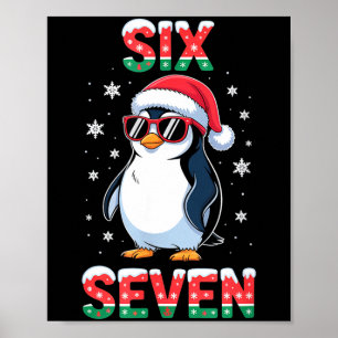 Cute Six Seven 67 Penguin Kids Christmas Holiday Poster