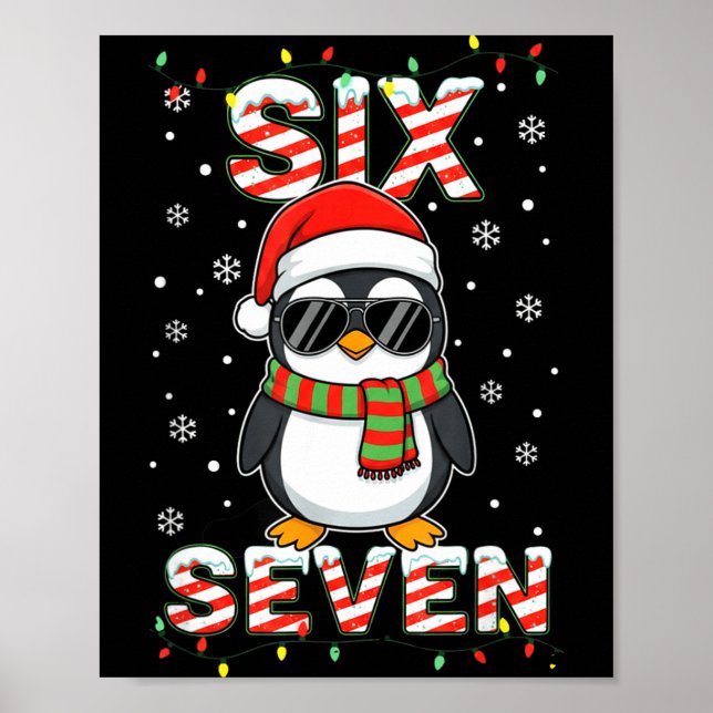 Cute Six Seven 67 Penguin Kids Christmas Holiday  Poster (Front)