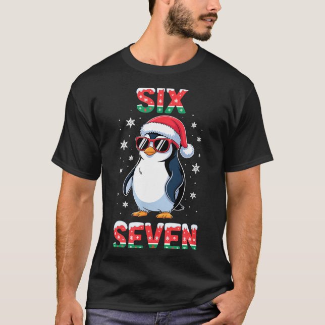 Cute Six Seven 67 Penguin Kids Christmas Holiday  T-Shirt (Front)