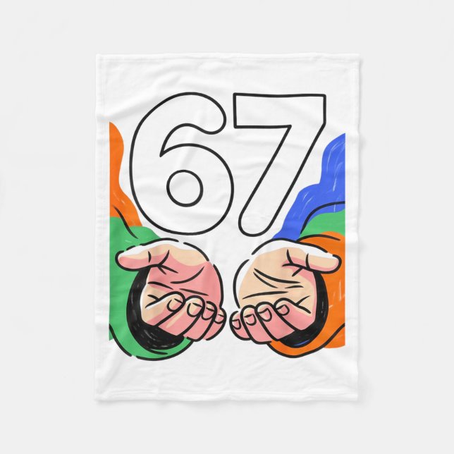 Cute Six Seven 6 7 Meme Gen Alpha Slang 6 7 Hands  Fleece Blanket (Front)