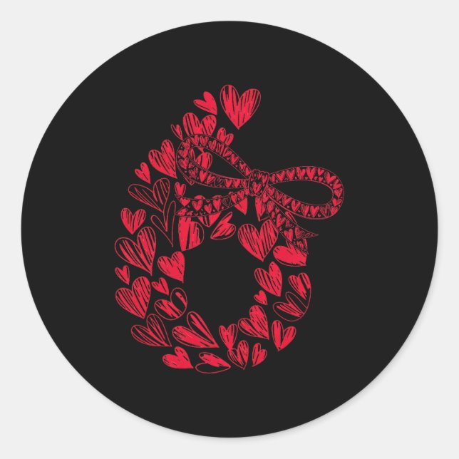 Cute Six Seven Love 67 Hearts Couple Number 6 Comf Classic Round Sticker (Front)