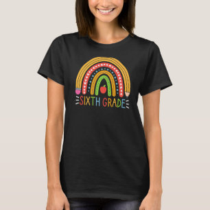 Cute Sixth 6th Grade Teacher Pencil Rainbow Back T T-Shirt