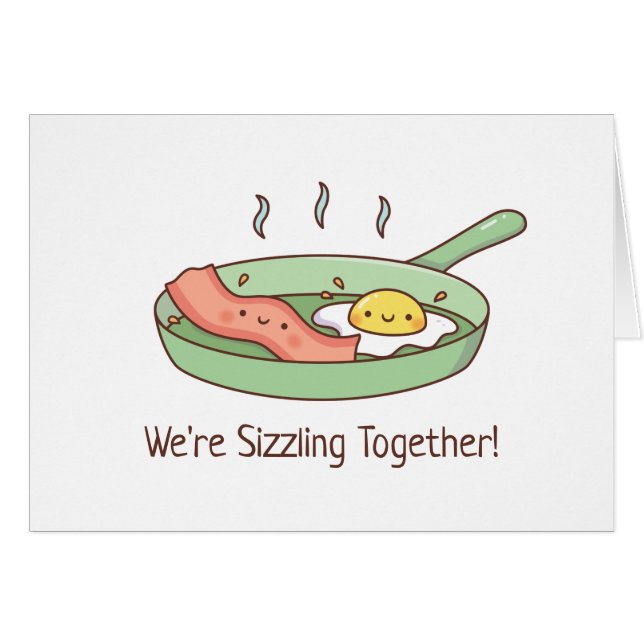 Cute Sizzling Together, Bacon and Egg Doodle (Front Horizontal)