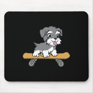 Cute Skateboarding Schnauzer Dog Miniature Schnauz Mouse Pad