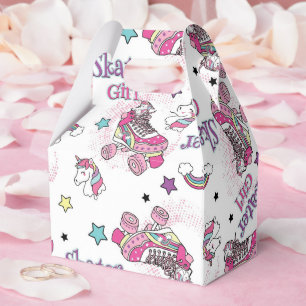 Cute Skater Girl Unicorn Roller Skate Pattern Favour Box