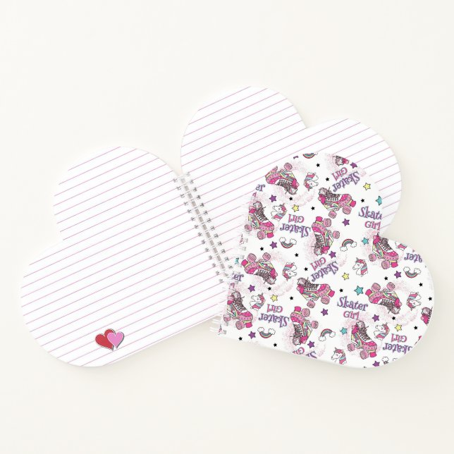 Cute Skater Girl Unicorn Roller Skate Pattern Notebook (Inside)