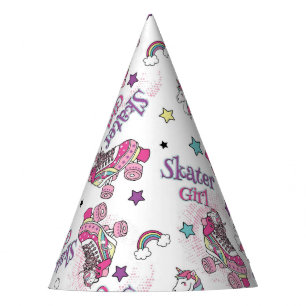 Cute Skater Girl Unicorn Roller Skate Pattern Party Hat