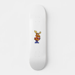Cute Skater moose   choose background colour Skateboard