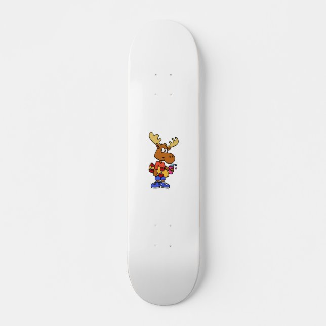 Cute Skater moose | choose background colour Skateboard (Front)