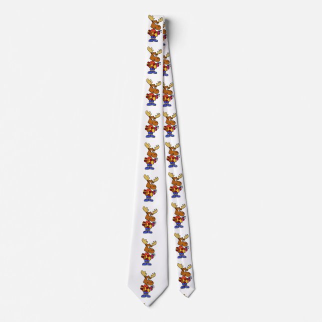 Cute Skater moose | choose background colour Tie (Front)