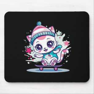 Cute Skating Cat I Skateboard For Men Women Kids Mouse Pad