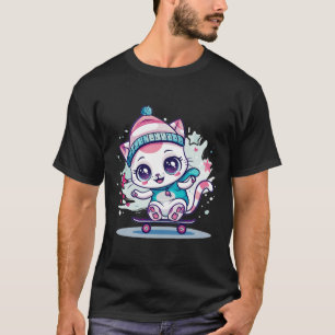 Cute Skating Cat I Skateboard For Men Women Kids T-Shirt