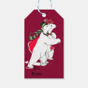 Cute Skating Christmas Polar Bears Gift Tags